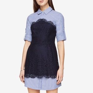 Bcbg Kaylin Lace Blocked Blue Striped 